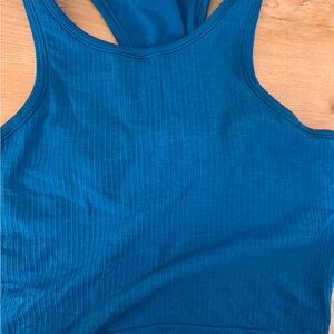 Blue Ribbed Tank Top